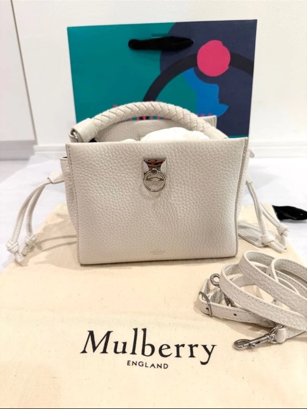 Mulberry Cream Leather Braided-Handle Satchel - Picture 3 of 16